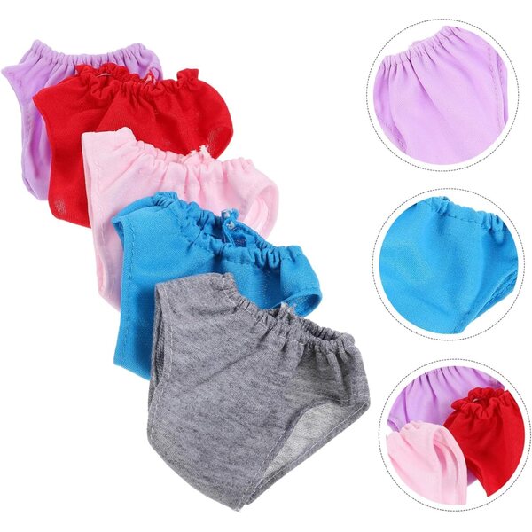 Set 5 Culottes Miniature per Bamboles in Tessuto - Accessori Moda per Bambole DIY