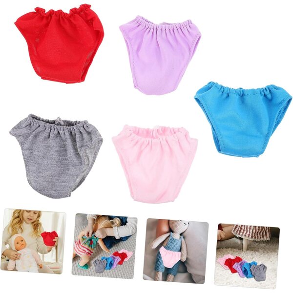 Set 5 Culottes Miniature per Bamboles in Tessuto - Accessori Moda per Bambole DIY