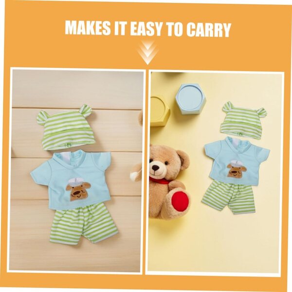 Set mit 2 kompletten gestreiften Baumwollkleidungsstücken für 10-Zoll-Puppen mit Hut und Zubehör