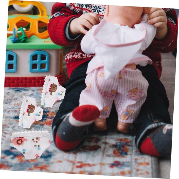 Set 3 Mini Culottes Bianche per Bamboles in Tessuto Leggero Piccole e Resistenti