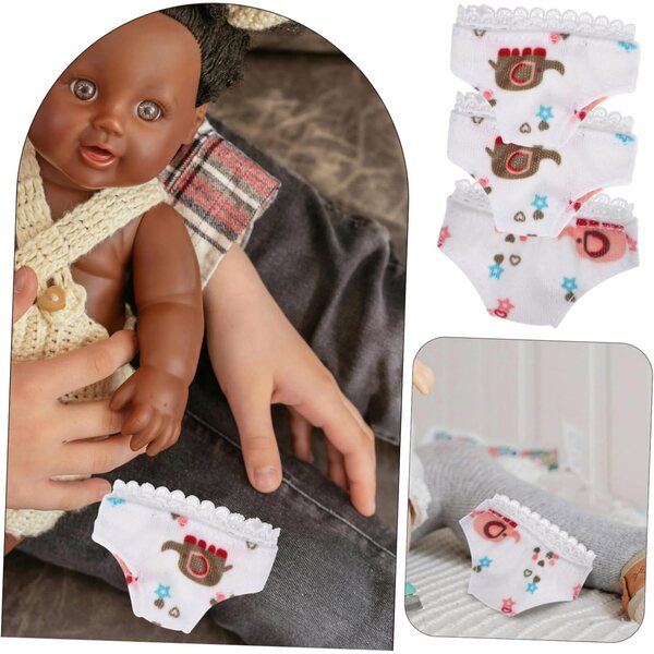 Set 3 Mini Culottes Bianche per Bamboles in Tessuto Leggero Piccole e Resistenti