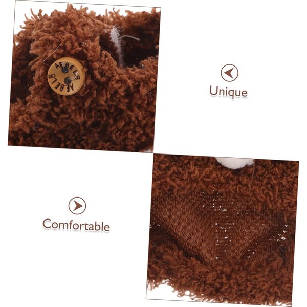 Set Abbigliamento per Bambola con Salopette e Cappello Orso Marrone Morbido e Confortevole