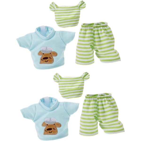 Vaguelly 2 Sets gestreifte Baumwollkleidung für 10-Zoll-Puppen