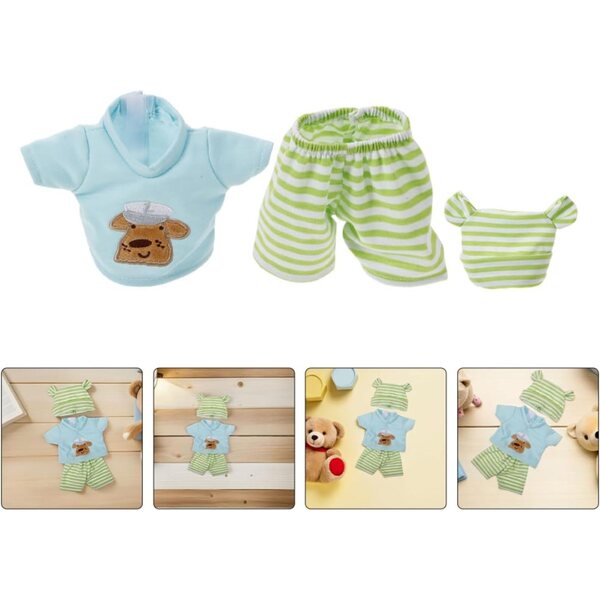 ERINGOGO 2 Completi Abiti a Righe in Cotone con Cappello per Bambole da 10 Pollici