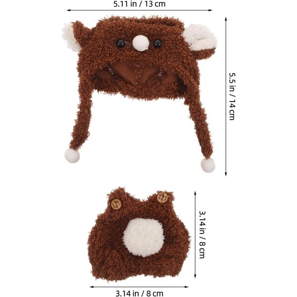 Abito Orso per Bambole ERINGOGO con Salopette e Cappello, Morbido e Resistente