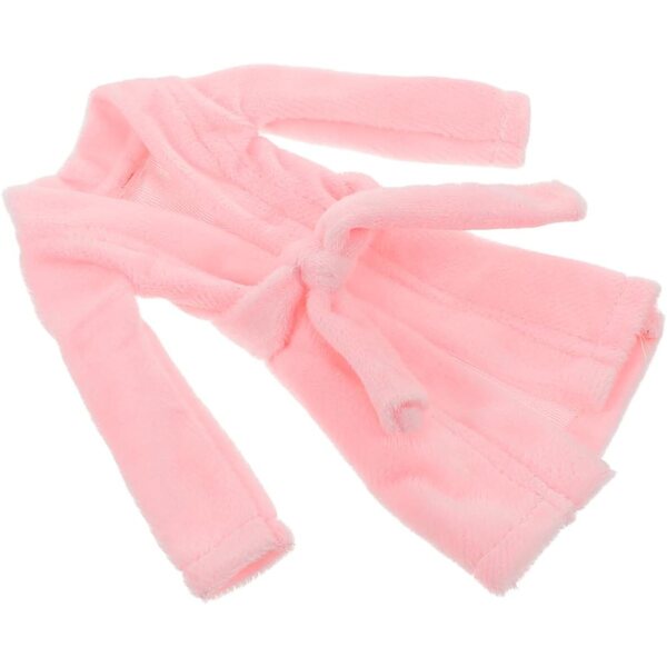 Rosa Mini-Pignoir aus weichem Plüsch für Puppen, vielseitiges und waschbares Accessoire