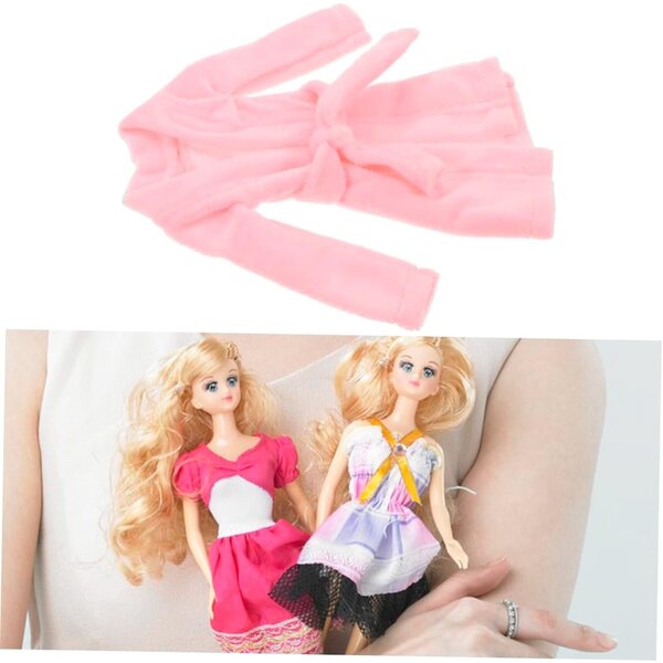Rosa Mini-Pignoir aus weichem Plüsch für Puppen, vielseitiges und waschbares Accessoire