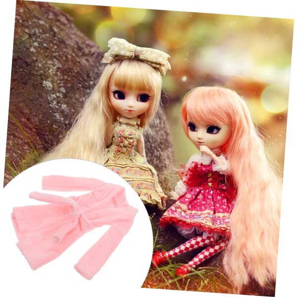 Rosa Mini-Pignoir aus weichem Plüsch für Puppen, vielseitiges und waschbares Accessoire