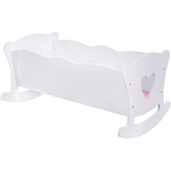 Letto a Dondolo in Legno per Bambole con Cuscino e Tappetino - Gioco di Ruolo Creativo per Bambini
