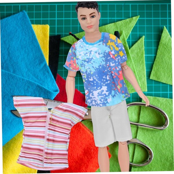 Set mit 4 männlichen Sommerkleidungsstücken für 11,5-Zoll-Puppen aus waschbarem und weichem Stoff