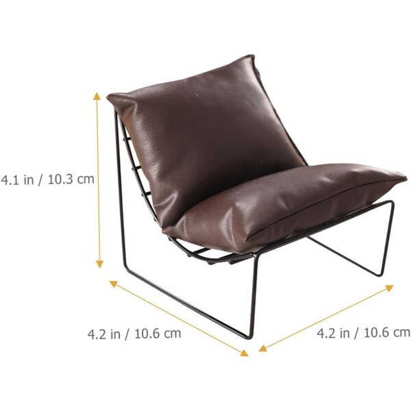 Mini Sedia in Lega e Pelle per Case delle Bambole, Accessorio Decorativo Artigianale