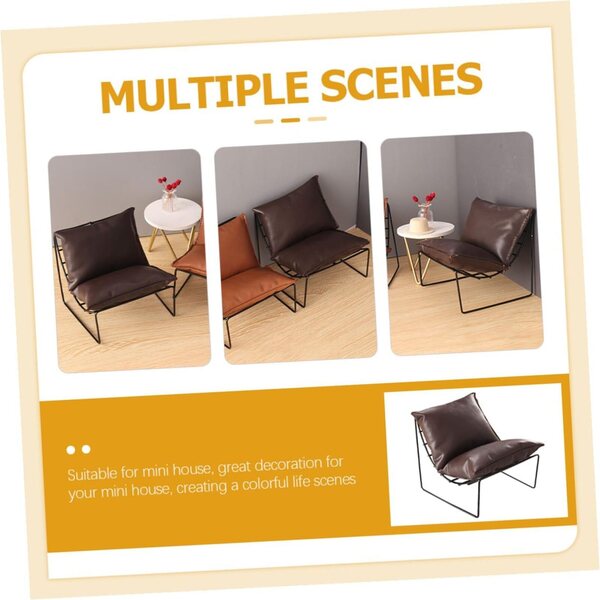 Mini Sedia in Lega e Pelle per Case delle Bambole, Accessorio Decorativo Artigianale