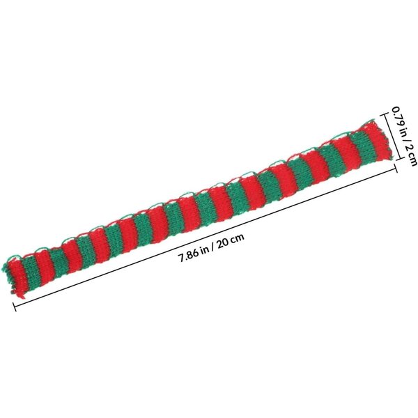 Gestrickte Mini-Weihnachtsschals aus roter, grüner und weißer Wolle – 30 dekorative Teile für Puppen und Spielzeug