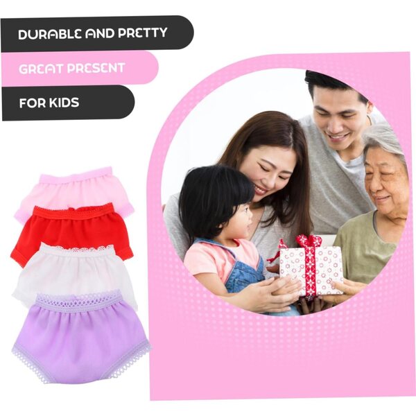 Set 4 Culottes Miniature per Bambole in Polyester Design Classico e Colorato