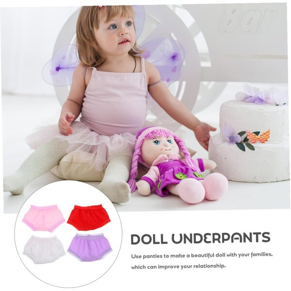 Set 4 Culottes Miniature per Bambole in Polyester Design Classico e Colorato