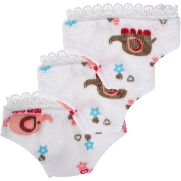 Set mit 3 weißen Mini-Culottes für Puppen aus atmungsaktivem und wiederverwendbarem Stoff