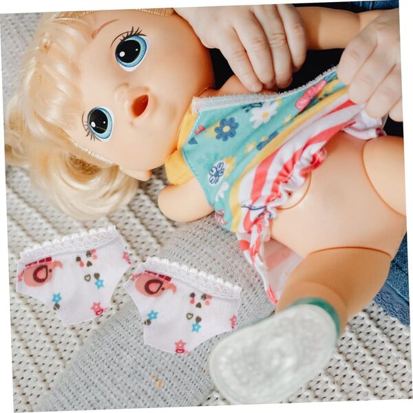 Set mit 3 weißen Mini-Culottes für Puppen aus atmungsaktivem und wiederverwendbarem Stoff
