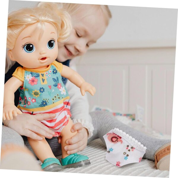 Set mit 3 weißen Mini-Culottes für Puppen aus atmungsaktivem und wiederverwendbarem Stoff