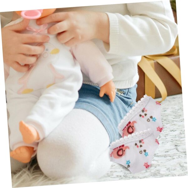 Set mit 3 weißen Mini-Culottes für Puppen aus atmungsaktivem und wiederverwendbarem Stoff