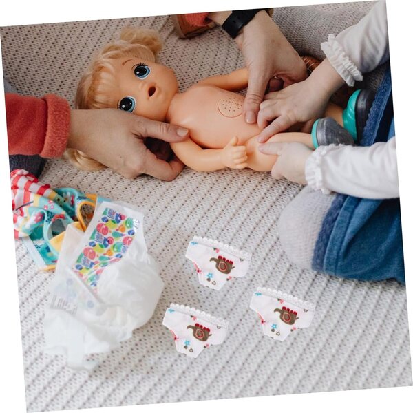 Atmungsaktive weiße Mini-Hosen für Puppen, Set mit 3 praktischen und zarten Stoffaccessoires