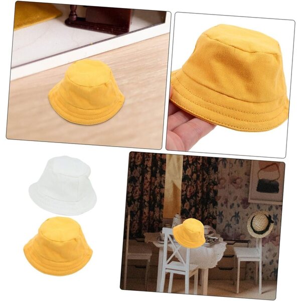 2 Mini Cappelli in Poliestere per Bambole da 10 cm - Casquette Pescatore Cosplay