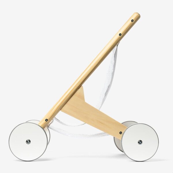 Holzkinderwagen für Puppen ab 2 Jahren mit praktischem Behälter und leisen Rädern