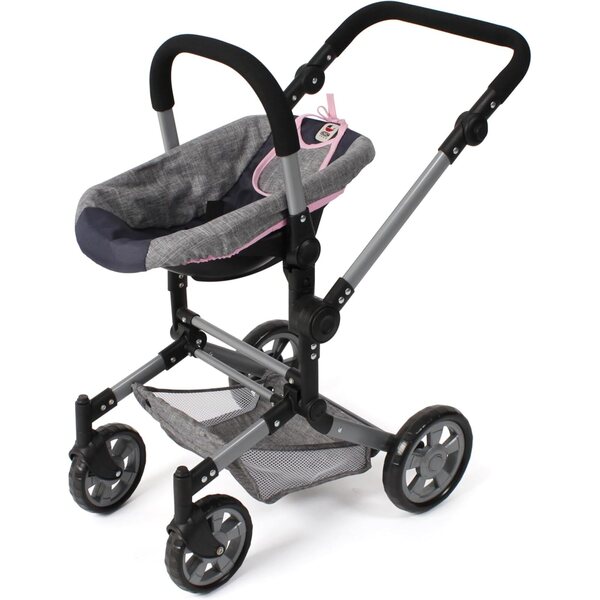 Bayer Chic 2000 Seggiolino Auto per Bambole con Adattatore per Passeggino, Grigio Blu