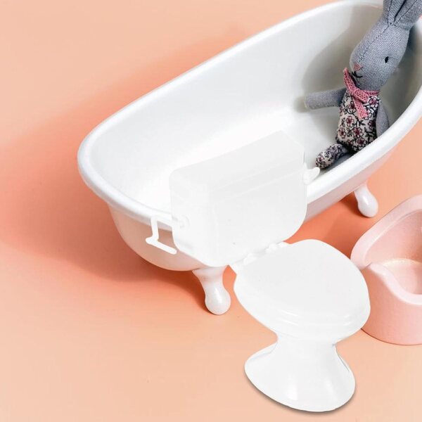 HEMOTON Mini Toilette Bianca per Casa delle Bambole, Accessorio Bagno in Miniatura Realistico