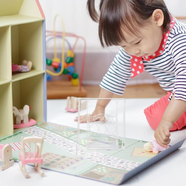 Mini altalena in ferro bianca per casa delle bambole e decorazioni in miniatura