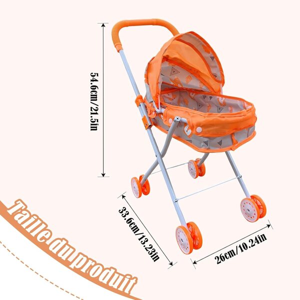 Zusammenklappbarer Puppenwagen aus Metall – Lernspielzeug und Puppenhausdekoration