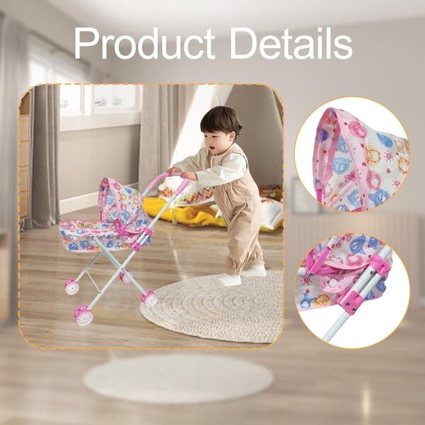 Fenteer Eisentuch Klapppuppe Kinderwagen Baby Rollenspiel Spielzeug