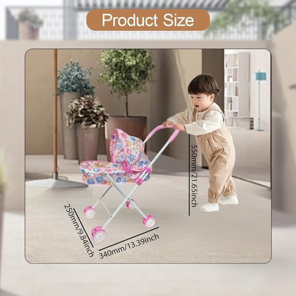 Fenteer Eisentuch Klapppuppe Kinderwagen Baby Rollenspiel Spielzeug