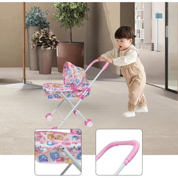 Fenteer Eisentuch Klapppuppe Kinderwagen Baby Rollenspiel Spielzeug