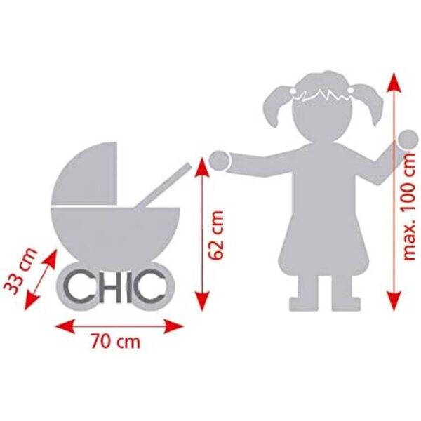 Bayer Chic 2000 Poussette Lola für Puppen mit verstellbarem Griff und Zubehör 33-62 cm