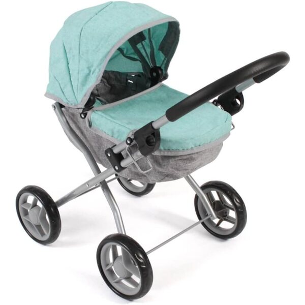 Lilli faltbares Puppenpoussette in Mintgrün, Höhe 55 cm, geeignet für Puppen bis 41 cm