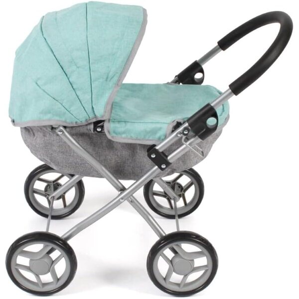 Lilli faltbares Puppenpoussette in Mintgrün, Höhe 55 cm, geeignet für Puppen bis 41 cm