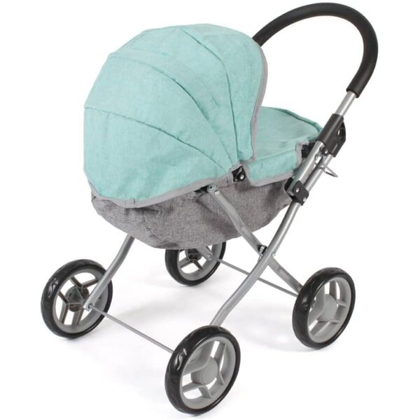 Lilli faltbares Puppenpoussette in Mintgrün, Höhe 55 cm, geeignet für Puppen bis 41 cm