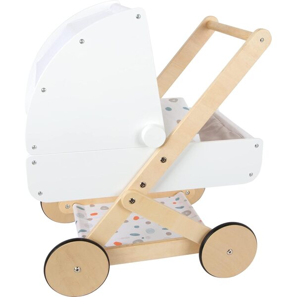 Multifunktionaler Puppenwagen aus Holz mit Stauraum und leisen Rädern