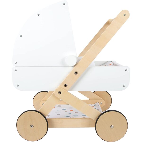 Multifunktionaler Puppenwagen aus Holz mit Stauraum und leisen Rädern