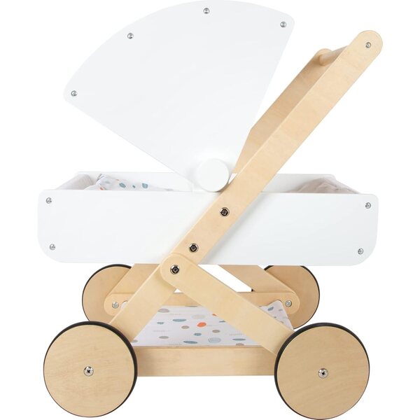 Multifunktionaler Puppenwagen aus Holz mit Stauraum und leisen Rädern