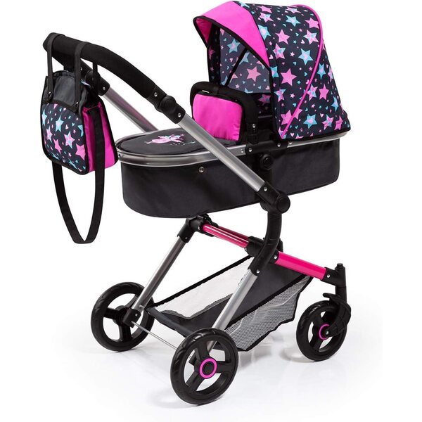 Landau Neo Vario für Puppen bis 52 cm, faltbar mit verstellbarem Griff und Tasche