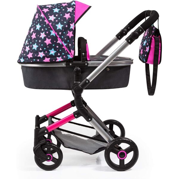 Landau Neo Vario für Puppen bis 52 cm, faltbar mit verstellbarem Griff und Tasche