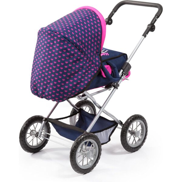 Bayer Design Puppenwagen mit Reisebett und Zubehör – Blau/Pink