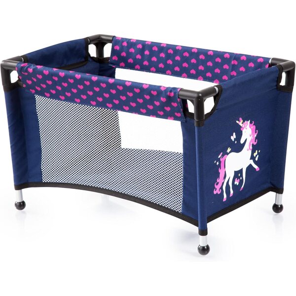 Bayer Design Puppenwagen mit Reisebett und Zubehör – Blau/Pink