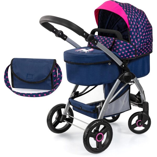 City Max Bayer Design Puppen-Poussette mit verstellbarem Griff und drehbaren Rädern