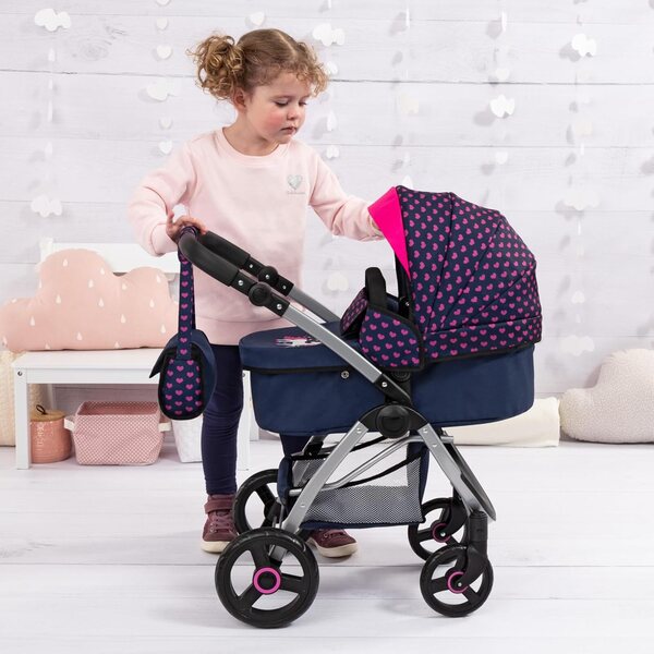 City Max Bayer Design Puppen-Poussette mit verstellbarem Griff und drehbaren Rädern
