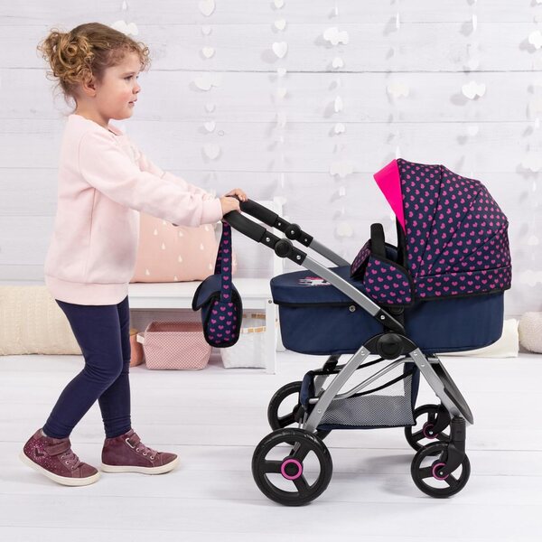 City Max Bayer Design Puppen-Poussette mit verstellbarem Griff und drehbaren Rädern