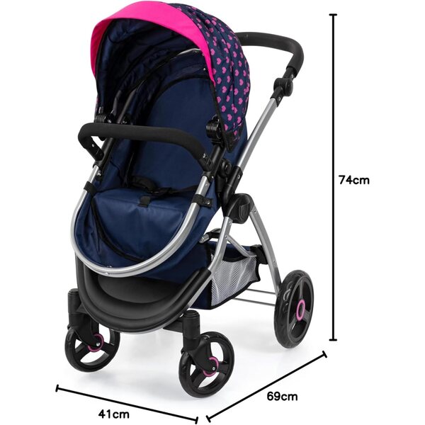 City Max Bayer Design Puppen-Poussette mit verstellbarem Griff und drehbaren Rädern