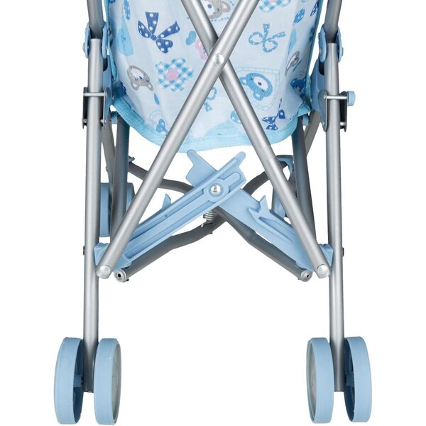 Poussette aus blauen Idena-Puppen mit Bärenmotiv, leicht zu tragen
