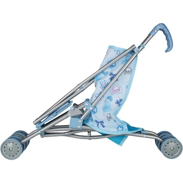 Poussette aus blauen Idena-Puppen mit Bärenmotiv, leicht zu tragen